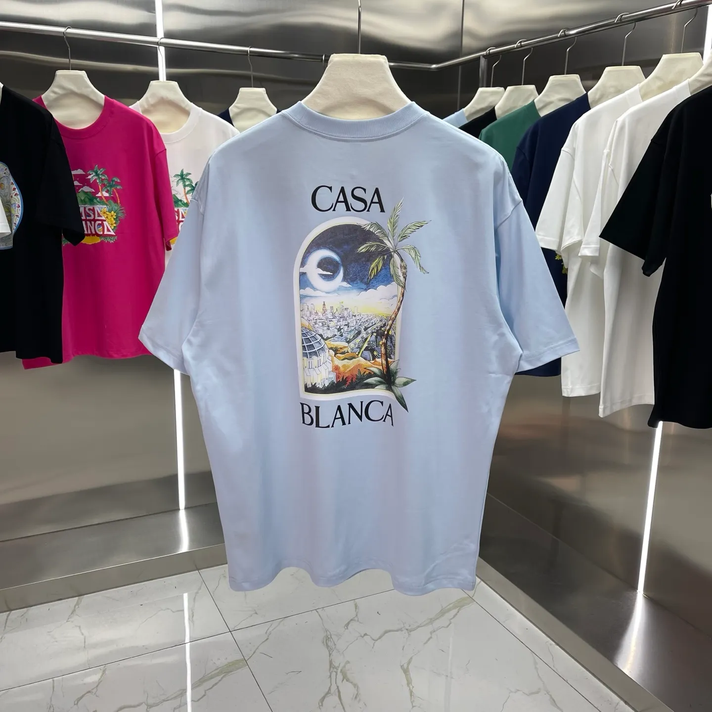 25ss New Arrival Casablanca Classic Series T ～ ， ， 。 ， Classic ， In Stock ！ ：White Black Light Blue Green Size：S M L XL XXL